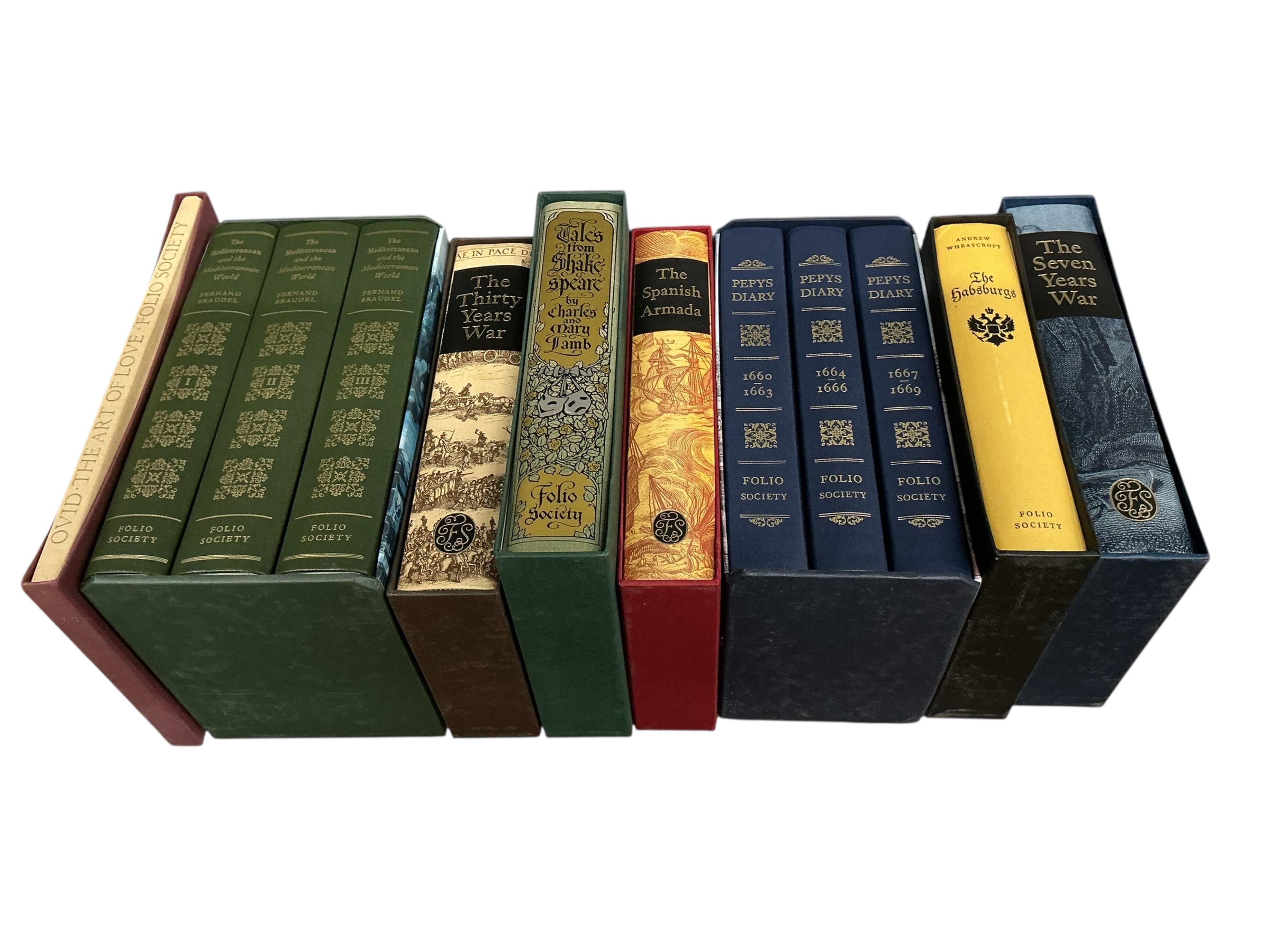 Folio Society. A selection of works on History in slipcases to include Hodgkin T. The Barbarian Invasions, Gibbon. The History of the Decline of the Roman Empire, Trevelyan. A History of England, The Maya, The Aztecs and
